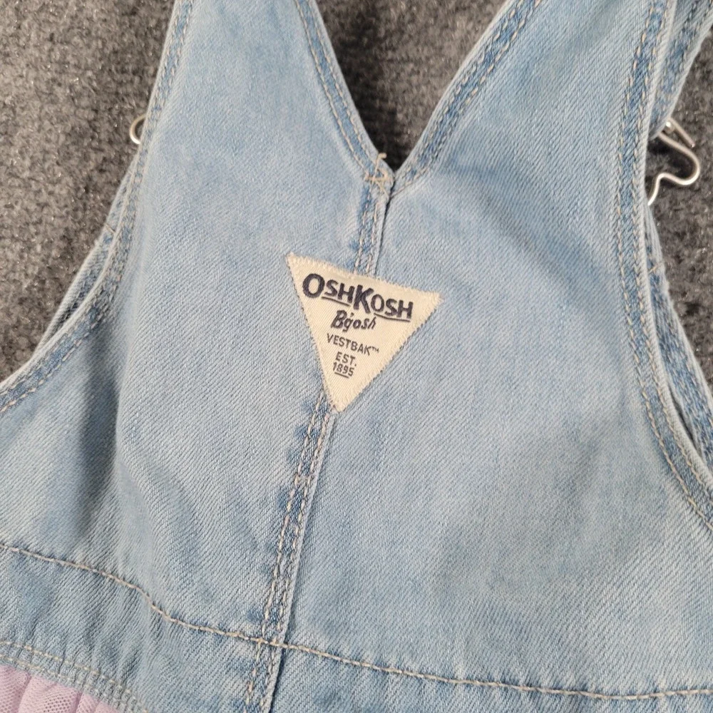 Oshkosh B'gosh Jumper Girl Toddler 4T Denim Unicorn Vestbak Overalls Tulle